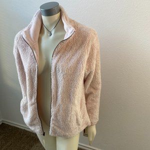 Sonoma women reversible life style fleece peach blush jacket size PL